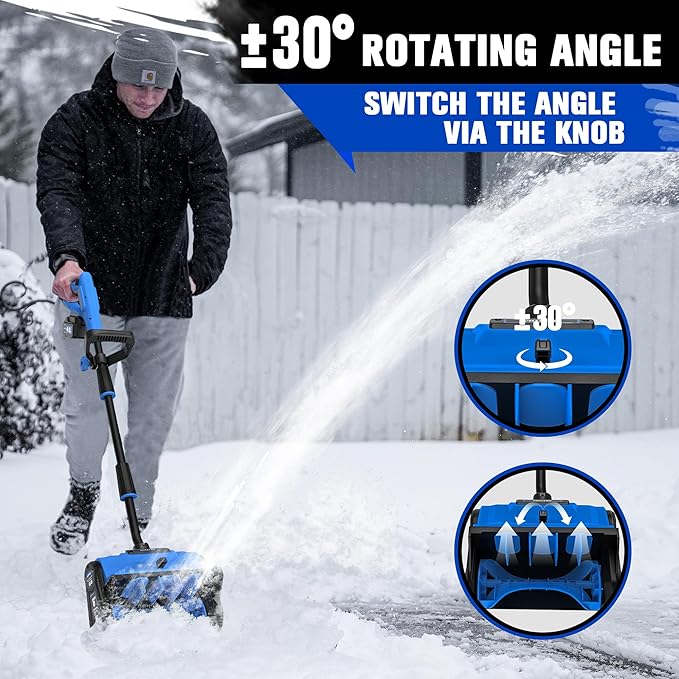 40V 13 inch Cordless Snow Blower, 4.0Ah Snow Blower Battery Powered with Directional Plate, Brushless Electric Snow Shovel for Pathway, Patio, Deck, Driveway, Blue