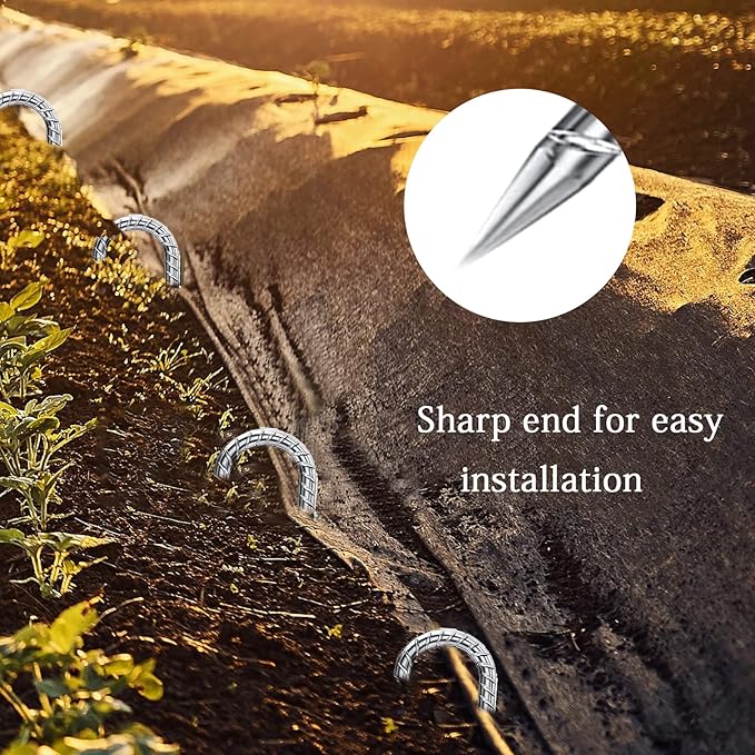 Ground Rebar Stakes 12 Inch Galvanized,J Hook Rebar Staples Heavy Duty 100 Pack Anti-Rust Yard Stakes for Plants Landscape Fabric Artificial Turf Fencing for Yard Shrubs