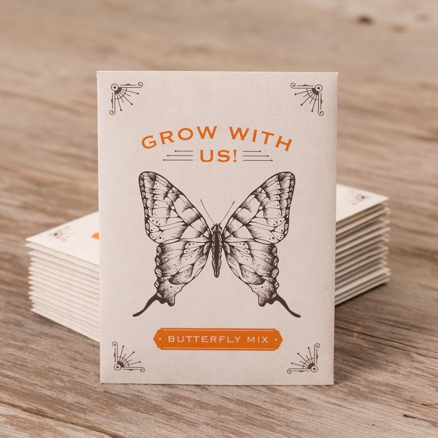 Bentley Seeds Grow with Us Pre Filled Butterfly Mix Seed Packets - 25 Individual Assortment Butterfly Mix Seed Packs for Party Favors Non-GMO Eco-Friendly Summer to Fall Gift - Outdoor Garden Seeds