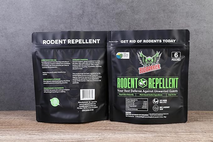 BugBarrier's Extra-Strength Mouse Repellent Deterrent Pouches, USDA 99% Biobased, Peppermint & Rosemary Oils Repel Mice Nesting in Car, RV, Boat, Garage, Shed, Cabin Made in The USA (Pack of 12)