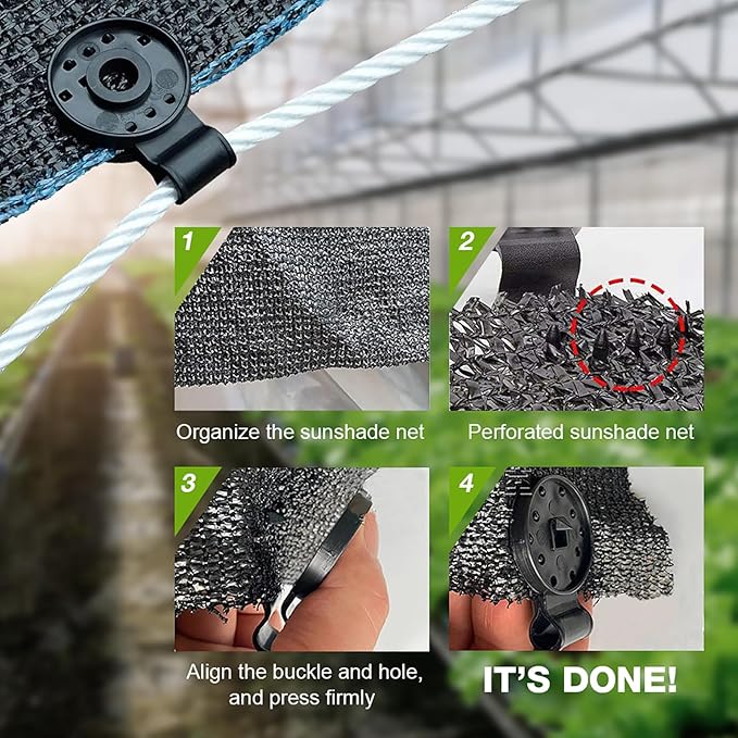 Shade Cloth Clips, 2025 Shade Cloth Heavy Duty Lock Grip Shade Cloth Fix Plastic Clamp, Tarp Clips Fence Fabric Clips Greenhouse Shade Cloth Clips for Garden Netting Sun Shade Net (Black, 30Pack)