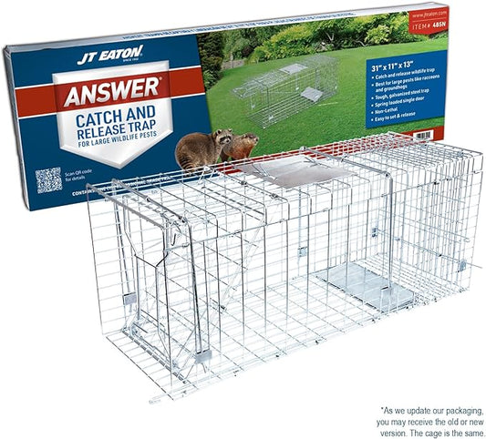 Answer Live Catch Trap for Raccoons, Groundhogs & Other Large Pests – Heavy-Duty Humane Cage Trap – Durable and Easy-to-Use Wildlife Control Solution