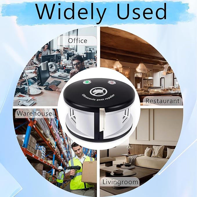 360° Ultrasonic Mouse Repellent, Plug in Rodents Repeler Indoor, Squirrels Repellent with High-Impact Ultrasonic and Pressure Waves for House Kitchen Garage Warehouse, Multiple Pest Deterrent Control
