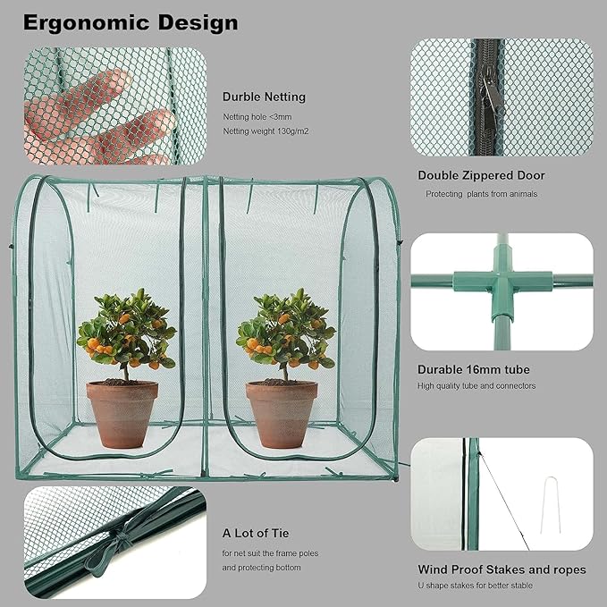 Poray Large Tunnel 8.2'x4' Plant Netting Cover, 6FT Tall Crop Cage Tomato Netting,Pest Guard Cover for Vegetables &Fruits,Durable Gardening Net for Plant and Animal