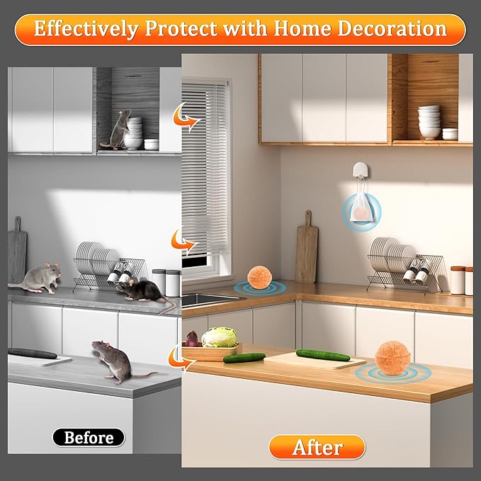 Natural Rodent & Wasp Repellent Balls – 36 Pack, Infused with Peppermint & Citronella Oil – Indoor & Outdoor Use – Long-Lasting Barrier for Home, Garage, RV, Garden