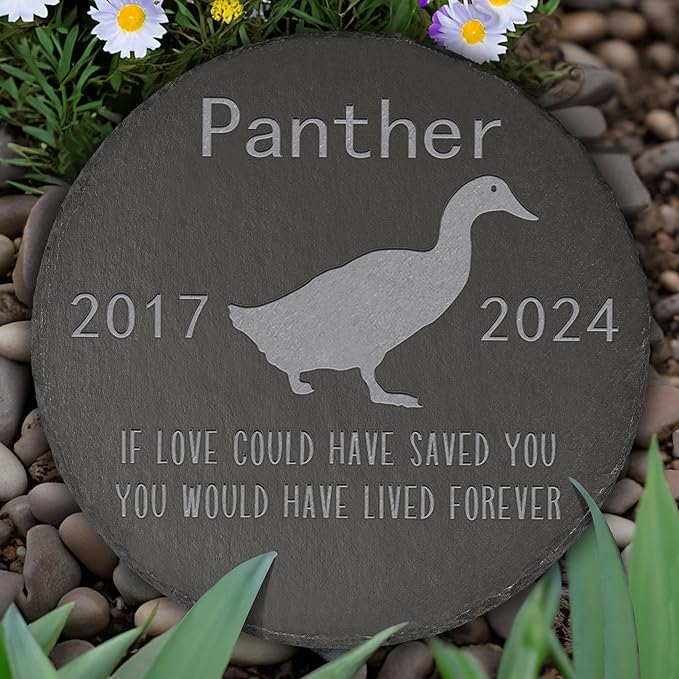 Duck Memorial Stone Duck Garden Statue - Duck Memorial Gifts - Duck Tombstone - Duck Loss Gift - Loss of Pet Duck - Round