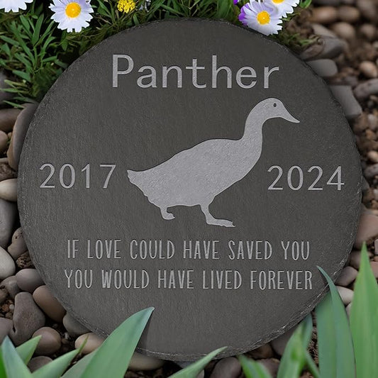 Duck Memorial Stone Duck Garden Statue - Duck Memorial Gifts - Duck Tombstone - Duck Loss Gift - Loss of Pet Duck - Round