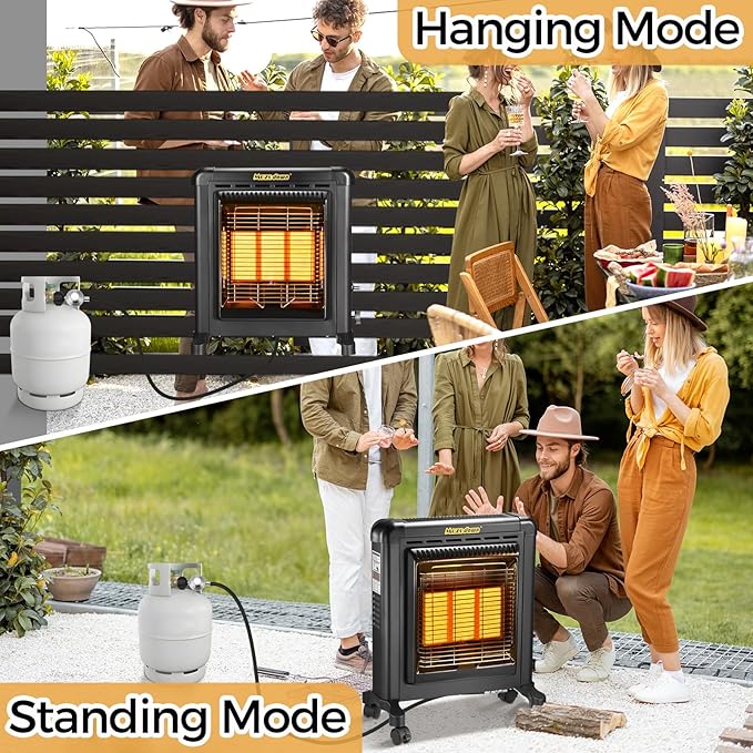 15000 BTU Propane Heater Indoor and Outdoor use, 3 Heating Mode Propane LP Gas Heater with ODS & Tip-Over Protection, Portable buddy heater for Garage, Camping, Yards, Patio