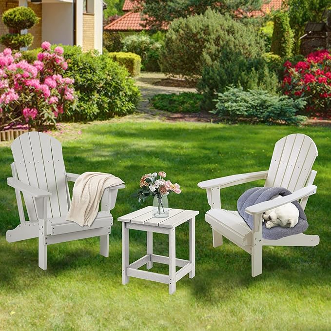 LZRS Adirondack Square Outdoor Side Table for Patio, Pool Composite Patio Table,HDPE End Tables for Backyard,Pool, Indoor Companion, Easy Maintenance & Weather Resistant(Sand)