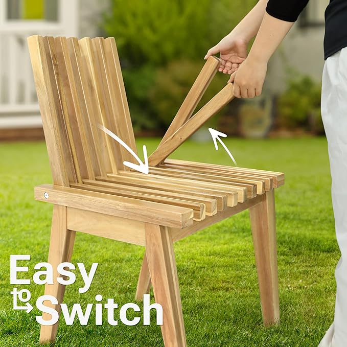 Melino Wooden Convertible Bench Picnic Table, Outdoor Bench Wood, 500Lbs Weight Capacity, Park Bench for Outdoors, Porch, Balcony (Small Size)