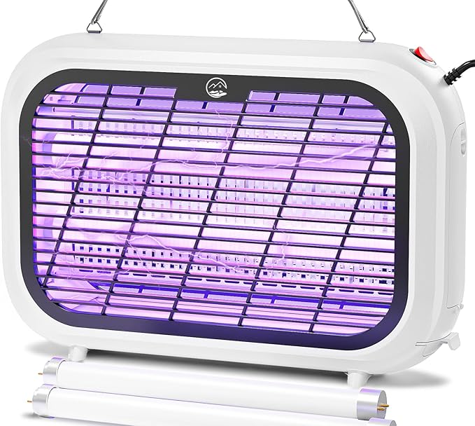 Bug Zapper Indoor, High Voltage Electric Mosquito Zapper, Durable Fly Trap Mosquito Trap, Fly Zapper with Removable Washable Tray for Home Patio Backyard, Including 2 Replacement Bulbs