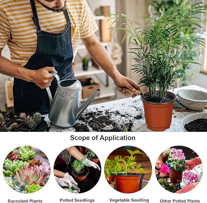 Augshy 40 Pcs 6" Plastic Plant Nursery Seed Starting Pots for Indoor Outdoor Succulent Seedling Cutting Transplanting