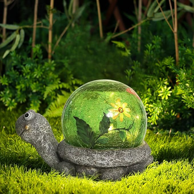 Bshine Turtle Solar Light Outdoor Garden Decor, Lawn Decor Turtle Statue for Patio, Balcony, Path and Yard Decoration,Gift for Mom and Housewarming Gift Outdoor Figurine