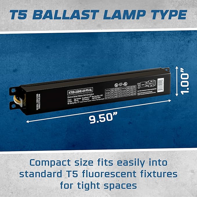 OHLECTRIC (2 Pack Replacement for Keystone KTEB-228HE-UV-PS-SL 2 Lamp T5 Electronic Fluorescent Ballast - Multi-Voltage 120-277V with Program Start - High Power Factor | UL Listed