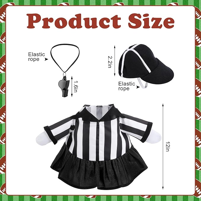 3 Pcs/Set Referee Porch Goose Outfits, Lawn Goose Statue Women Referees Costume, Garden Goose Clothes Referee Dress Hat and Whistle for 23" Statue Halloween Sports Season Outdoor Patio Yard Decor