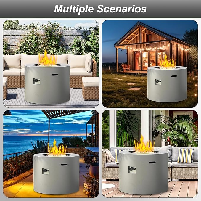 32" Smokeless Propane Fire Pit Table w/Lid, All in One Outdoor Fire Table, Alloy Steel Round Patio Firepit Table 50,000 BTUs, Lava Rocks, Weatherproof Cover, CSA Certified, for Deck, Backyard and Pool