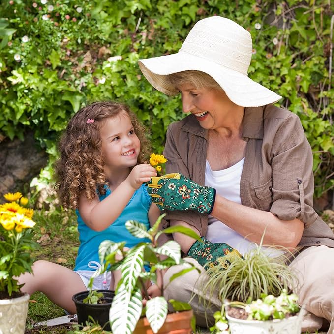 Bamllum Leather Gardening Gloves for Women - Working Gloves for Weeding, Digging, Planting, Raking and Pruning