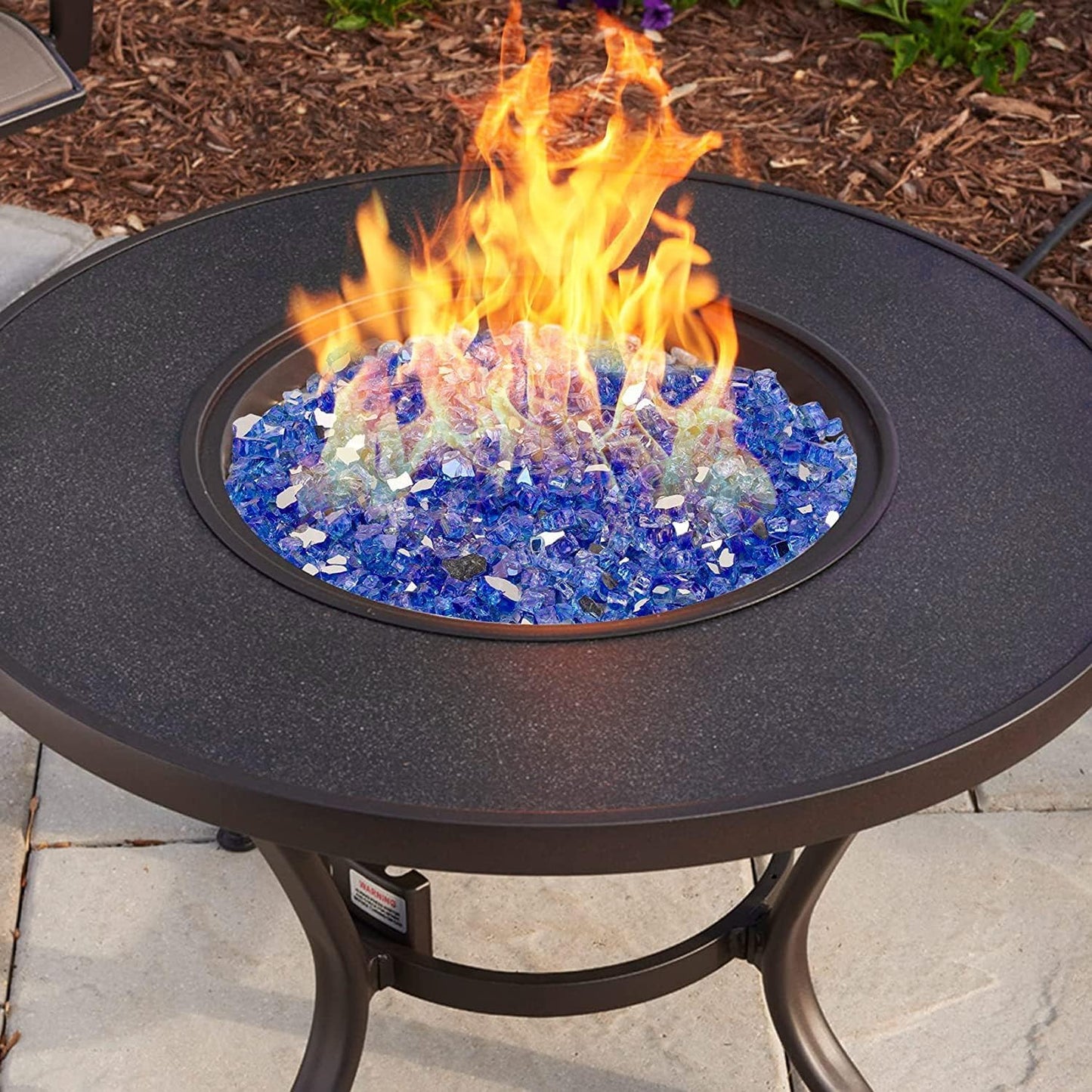 Mr. Fireglass 20 Pounds Cobalt Blue Reflective Fire Glass, 1/2 Inch High Luster Tempered Glass Rocks for Fire Pit Table Fireplace and Landscaping, Decorative Propane Gas Fireplace Glass Rocks