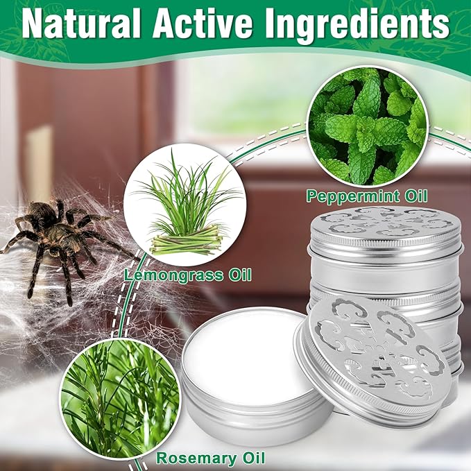 4 Pack Spider Repellent Indoor - Natural Spider Deterrent Cream Peppermint Oil Spiders Roach Ant Away, Pest Control Spider Repellant Solution for House Garage Patio Attic, Family & Pet Safe