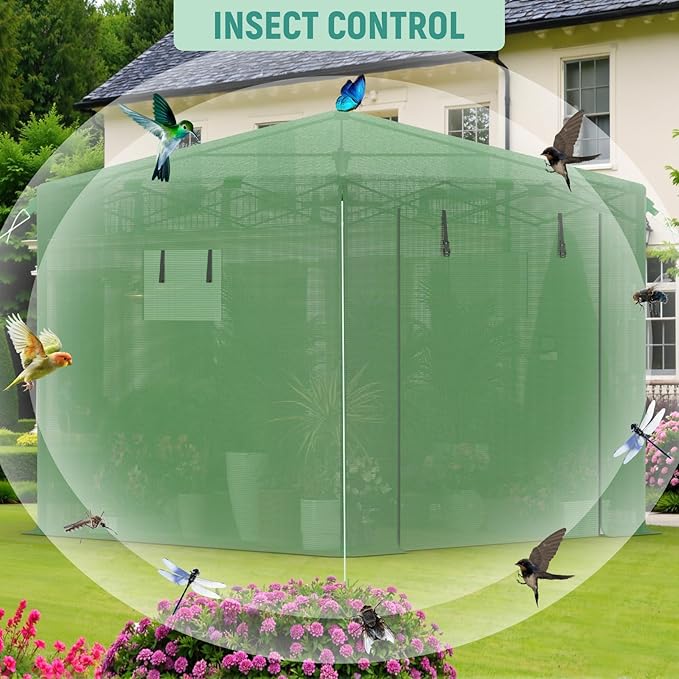 Pop Up Greenhouse 10x10FT, Pop Up Green House for Outdoors, Portable Greenhouses, Walk-in Greenhouses, Popup Greenhouse Kit, Easy Set Up