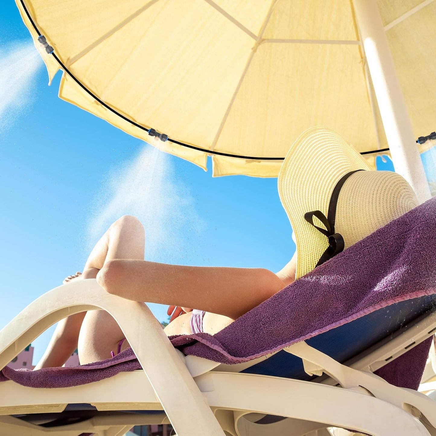 Hotop Brass Misting Nozzles 1/4 Inch Sliding Lock Mister Nozzles Tees with Plugs for Outdoor Cooling System Misting System(20 Pieces)