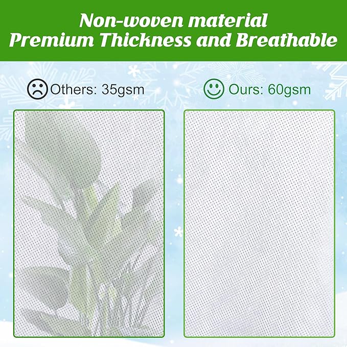 Alpurple 2 Packs Large Size Winter Drawstring Plant Covers- 39 x 63 Inch Warm Plant Protection Cover Bags, Frost Cloth Blanket Protecting Fruit Tree Potted Plants from Freezing Animals Eating
