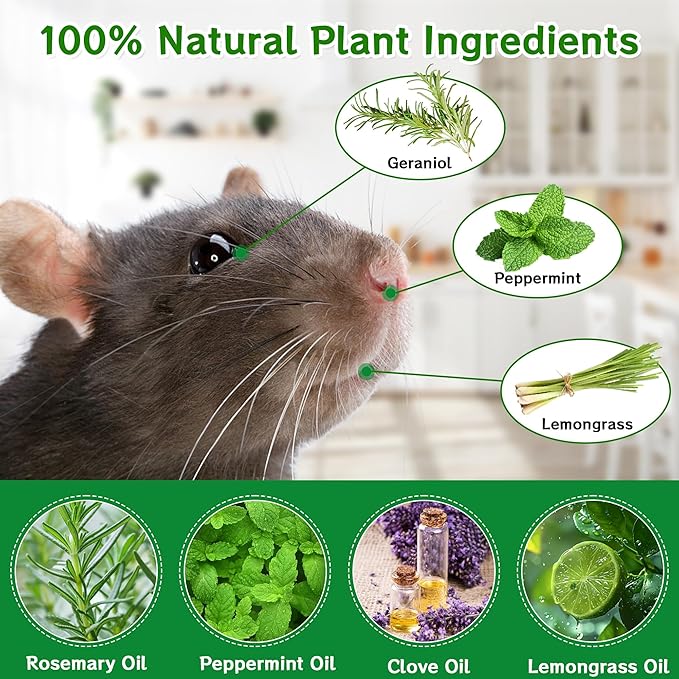Rodent Mice Repellent, Peppermint Oil Mouse Repellent Balls for Rats Deterrent, Keep Rat Mice Mouse Rodent Out of Indoor House Outdoor Car Engines RV Garage, Humans Pets Safe