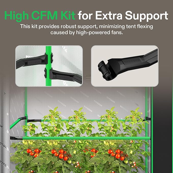 VIVOSUN P426 48"×24"×72" PRO Grow Tent, with Thick 1 inch Poles, Strengthened High Reflective Mylar Oxford Fabric, Extra Hanging Bars & High CFM Kit for Hydroponics Indoor Plant for AeroLight A200SE