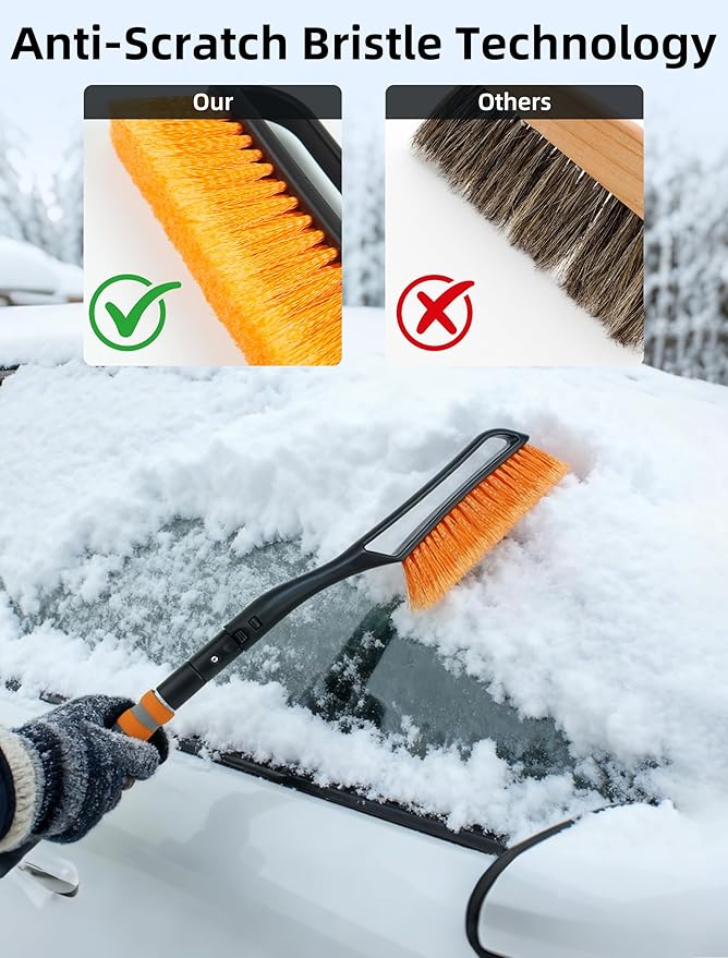 Snow Brush with Ice Scrapers for Car, Detachable & Telescopic Snow Brush and Ice Scraper for Car Windshield Window,Winter Car Accessories with Ergonomic Foam Grip