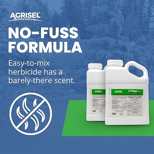 3 Way Max Weed Killer, Eliminate 50+ Weeds, Safe on Grass, Weed Spray, Pet Safe, Low Odor, Easy Mixing, Includes 3-Pack of Agrisel Protective Gloves, 128 Ounces