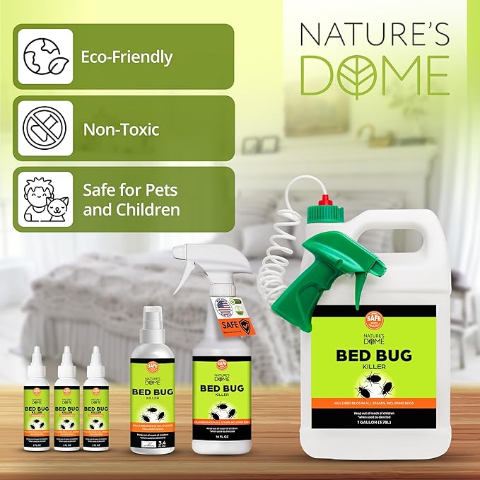 Nature's Dome Bed Bug Spray – 100% Kill Rate, 16 OZ Natural Bed Bug & Mite Killer, Destroys Eggs, Kills Resistant Strains, Long-Lasting Protection, Safe for Home Use