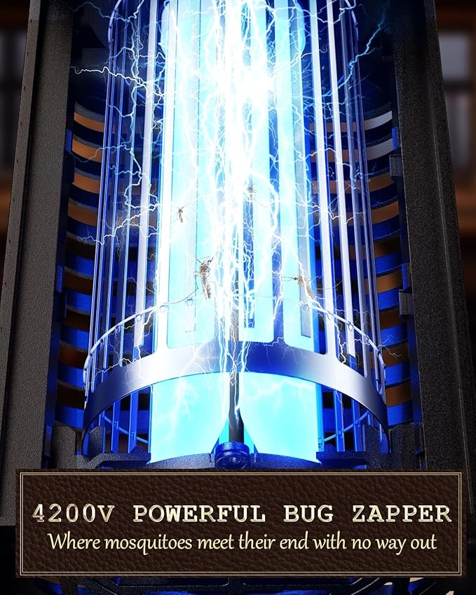 Minimoon Bug Zapper Outdoor with Dual LED Lights, 15W Mosquito Zapper 4200V Electric Fly Trap, Western Theme, IPX4 Waterproof, 5.9 Ft Cord, Fly Zapper for Backyard, Patio, Indoor