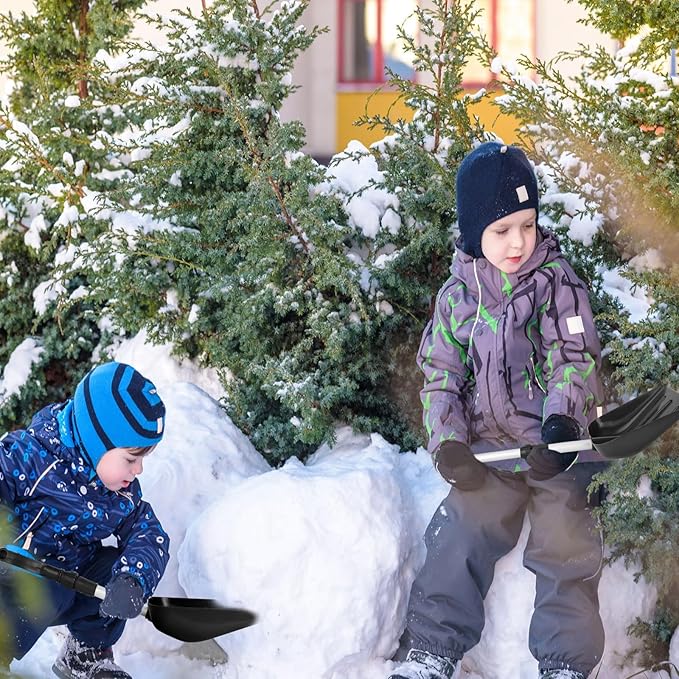 Lasnten 4 Pcs Kid's Snow Shovel Plastic Digging Lightweight Portable Beach Shovels for Kids Boys Girls Home Yard Garden Outdoor Activities Snow Removal(Black)