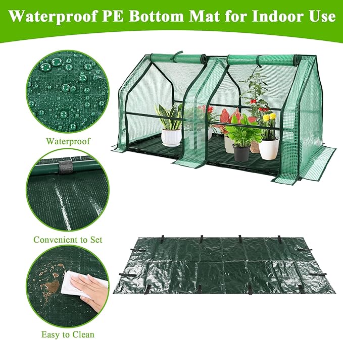 U'Artlines Portable Mini Greenhouse Small Green House with Waterproof Pad and Plant Label 47x24x24 Inch Plant Cover Tent for Garden Small Plants Indoor Outdoor, Green PE
