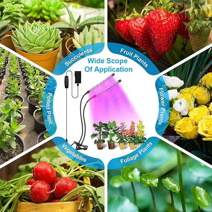 bseah Plant Grow Light for Indoor Plants 2 Pack, Full Spectrum Indoor Grow Light, Auto ON & Off Timer 3/9/12H