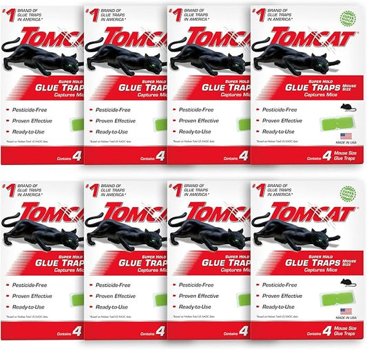 Tomcat Super Hold Glue Traps Mouse Size, 8-Pack (32 Glue Traps)