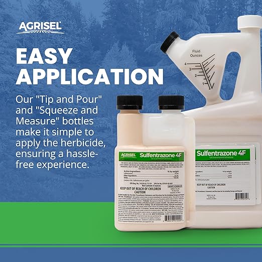 Sulfentrazone 4F Weed Killer, Pre-Emergent and Post-Emergent, Broad-Spectrum Control, Stops 100+ Weeds, Pet Safe, Includes 3-Pack of Agrisel Protective Gloves, 8 Ounces