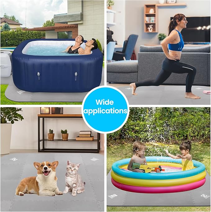1/2" Thickness 85IN Hot Tub Mat for Inflatable Tub,Hot Tub Pad Foundation, Upgraded Thickened Eva Foam Padding for Outdoor Hot Tubs (Square-Shaped)