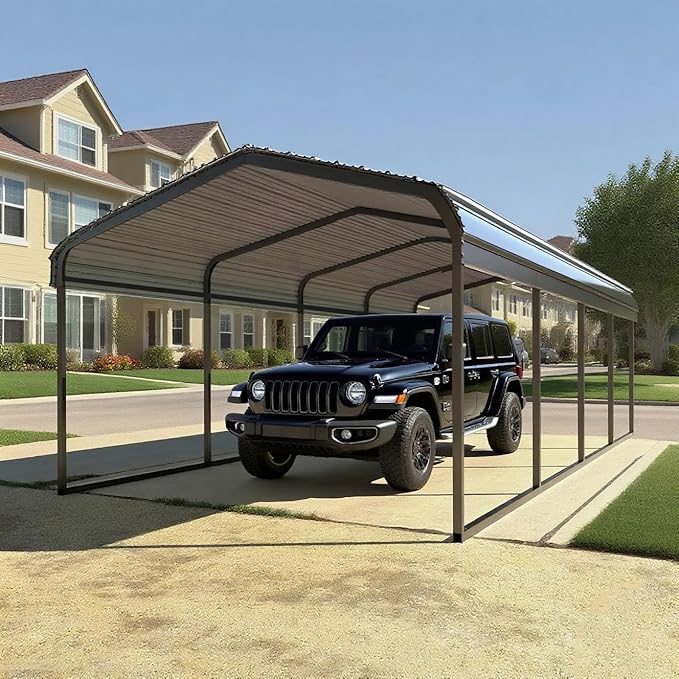 Heavy Duty Metal Carport 10x20 ft Galvanized Steel Frame RV Carport Storage All Weather Shelter Easy Assembly for Car Extra Large Canopy for Vehicle Boat Protection Garage Party Tent