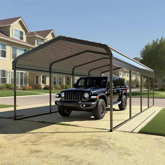 Heavy Duty Metal Carport 10x20 ft Galvanized Steel Frame RV Carport Storage All Weather Shelter Easy Assembly for Car Extra Large Canopy for Vehicle Boat Protection Garage Party Tent