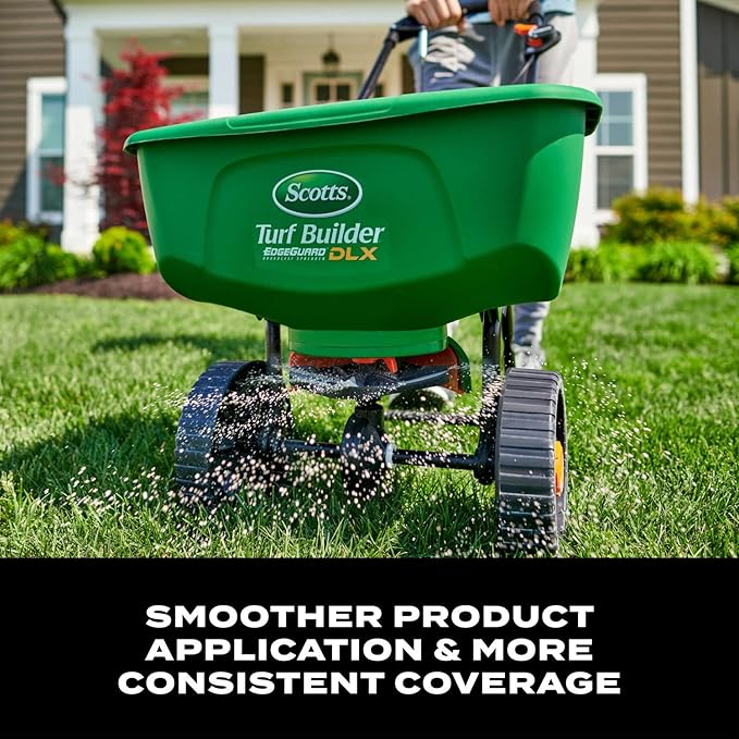 Scotts Turf Builder EdgeGuard DLX Broadcast Spreader for Seed, Fertilizer, Salt, Ice Melt, Holds up to 15,000 sq.ft. Product
