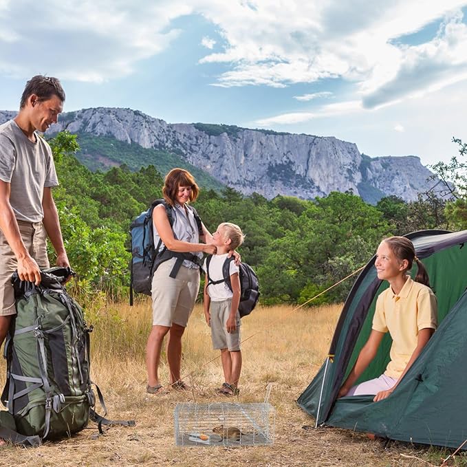 Humane Rat Trap, Foldable Metal Mouse Cage Traps and Other Small Live Animals Cage, Easy to Catch and Release, Work for Indoor Outdoor