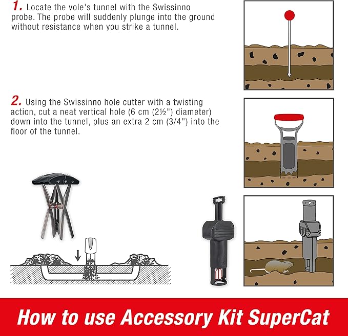 SWISSINNO Gopher & Vole Trap PRO SuperCat – Reusable Tunnel Trap with Dual-Trigger System – Easy to Set, Made in Europe – High Catch Rate - 1 Pcs