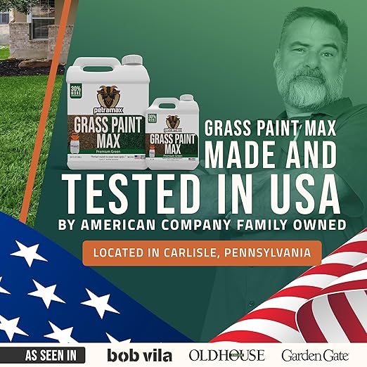 PetraMax Max Grass Paint for Lawn - Maintain Perfect Green Grass, Spray for Lawn & Shrubs Green Spray, Paint Pair with Petra Sprayers - Touch up Dog Spots - Non-Toxic Safe for Pets (Premium, 1 Gal)
