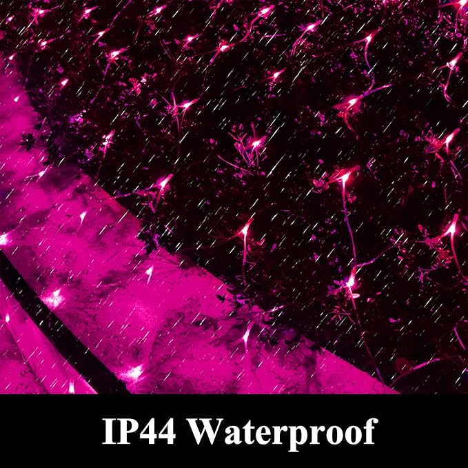 Pink Net Light Valentine’s Day Decor Mesh Lights, 240LED Timer Tree Warp Fairy Lights Outdoor Hanging String Light for Home, Bedroom, Garden, Walkway, Bushes, Christmas Decor-9.8ft x 6.6ft(Pink)