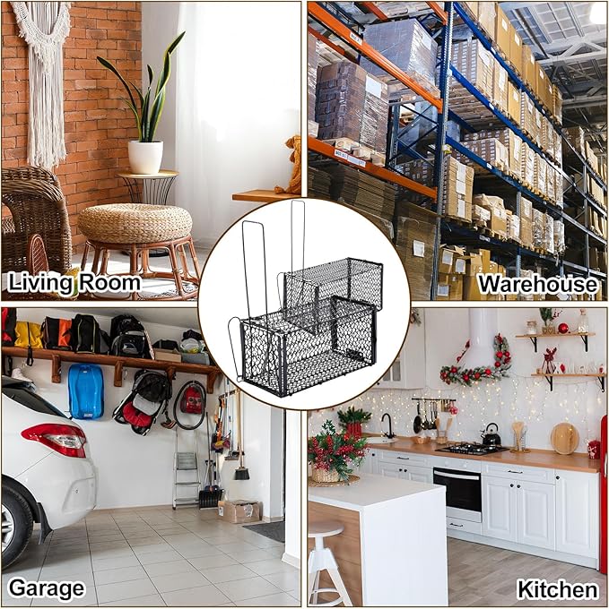 Qualirey 6 Packs Humane Rat Trap Chipmunk Rodent Mouse Squirrel Traps Foldable Live Animal Mouse Voles Hamsters Rat Live Cage for Indoors Outdoors Easy to Catch and Release