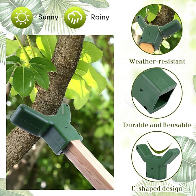 Yungyan 8 Pcs Tree Support, Plastic Fruit Tree Branch Support Device Tree Brace Prevent Them from Breaking for Vineyards Ornamental Gardens Orchards Fits on Standard 1.57 x 1.57 Inch Lumber (Green)