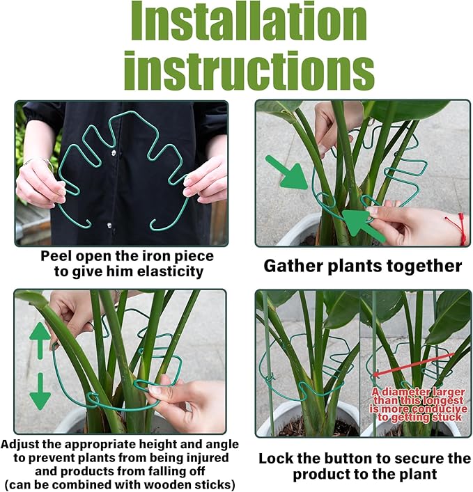 5PCS Monstera Plant Stem Support 7.3*6.25IN Adjustable Holder for Indoor Plants, Durable Metal Structure with Gentle Clips, Perfect for Fishbone Cactus & Climbing Plants, Ideal Gardening Gift