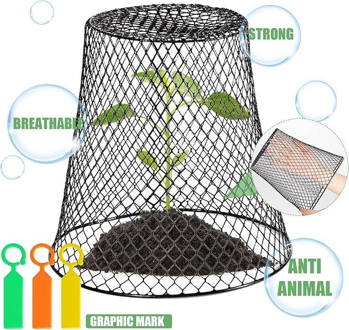 40 Pcs 8 inch Chicken Wire Plant Covers,Wire Garden Cloches Chicken Wire Cloche Plant Protector Metal Heavy Duty Garden Plant Cloche for Keeping Bunnies Chicken Squirrels Birds Other Out