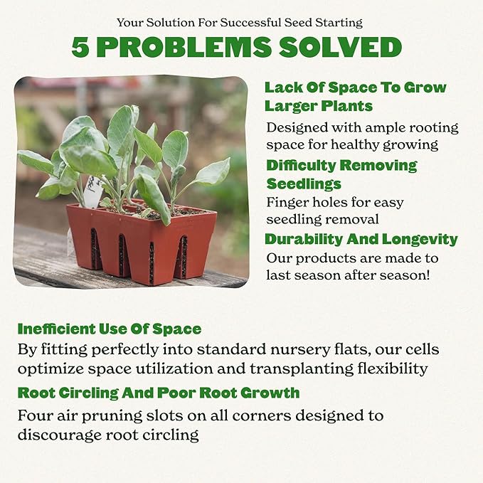 Epic Gardening Reusable Seed Starter Tray - 6 Cell/6 Seedling Starter Trays - Easy Watering, Indoor Greenhouse, Plant Starter, Gardener-Friendly for Seedlings | UV-Treated & BPA-Free - Terracotta